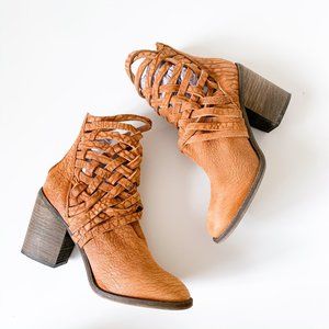 Free People Carrera Woven Tan Leather 